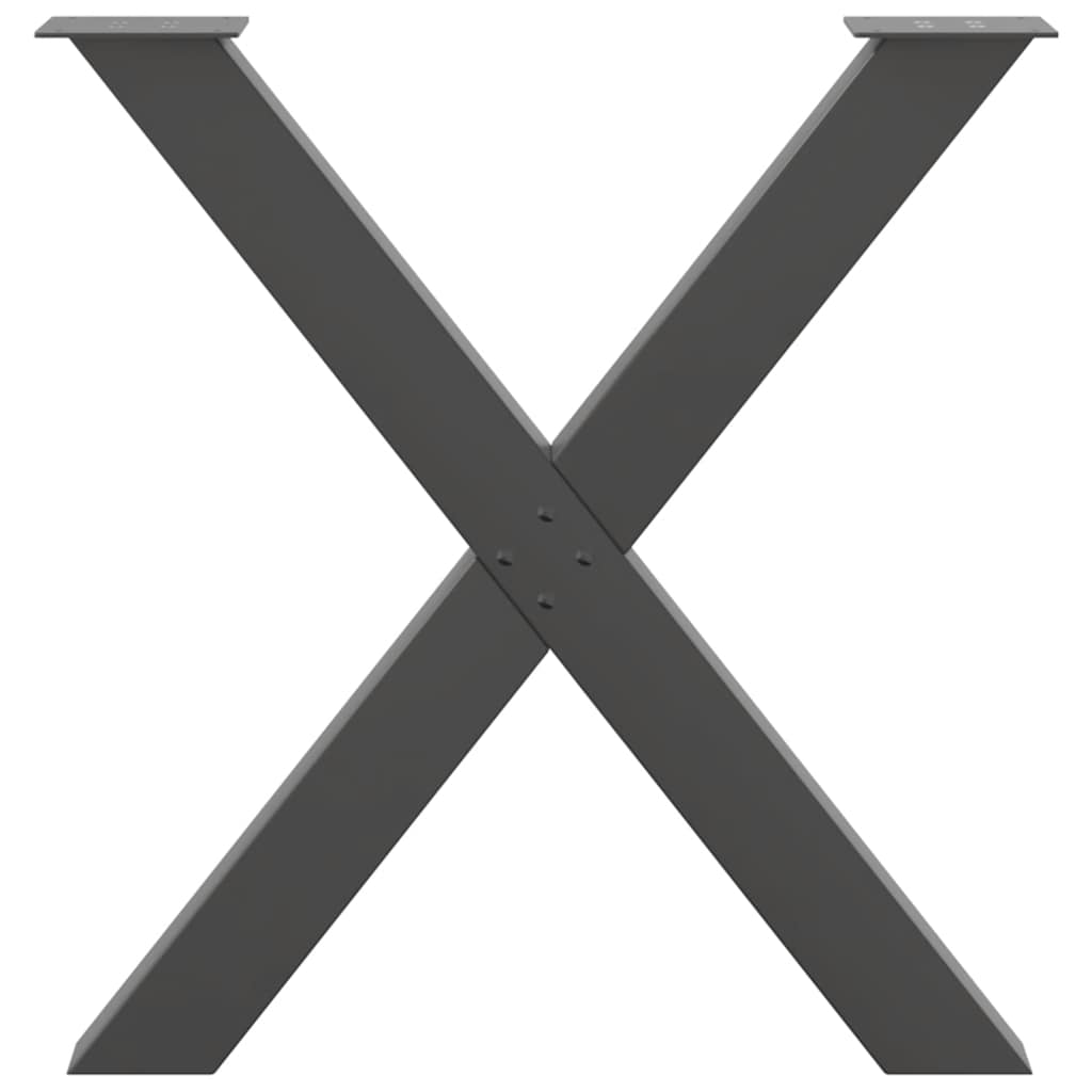 Gambe Tavolo Pranzo a X 2 pz Antracite 70x(72-73) cm Acciaio - homemem39