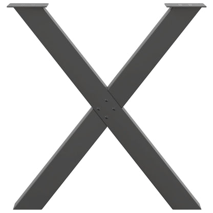 Gambe Tavolo Pranzo a X 2 pz Antracite 70x(72-73) cm Acciaio - homemem39