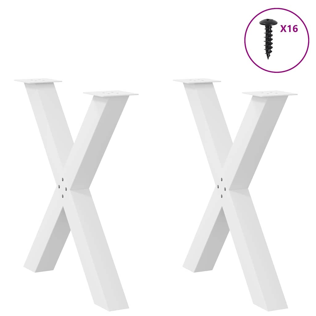 Gambe per tavolo da pranzo forma X 2 pz bianche 80x(72-73) cm