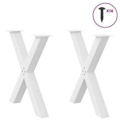 Gambe per tavolo da pranzo forma X 2 pz bianche 80x(72-73) cm