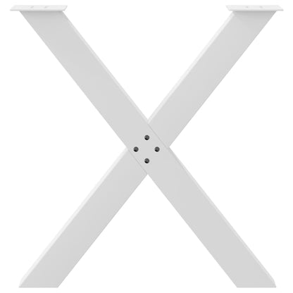 Gambe per tavolo da pranzo a forma di X 2 pz bianche 80x(72-73) cm in acciaio