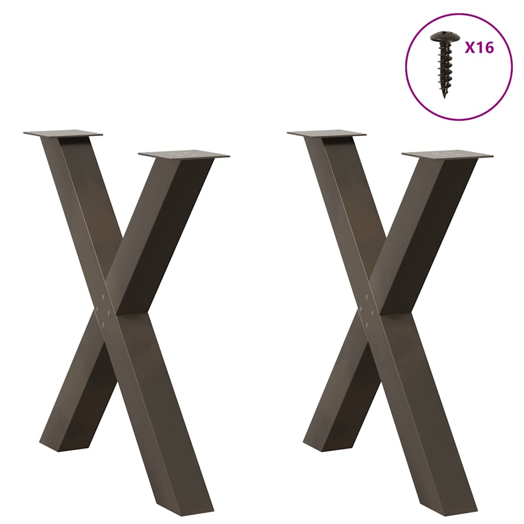 Gambe Tavolo Pranzo a X 2 pz Naturale 80x(72-73) cm Acciaio - homemem39
