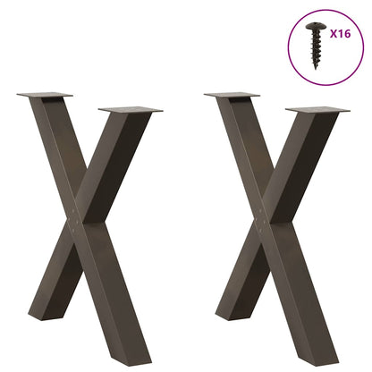 Gambe Tavolo Pranzo a X 2 pz Naturale 80x(72-73) cm Acciaio - homemem39