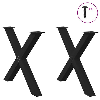 Gambe per tavolo da pranzo a forma di X 2 pz nere 90x(72-73) cm