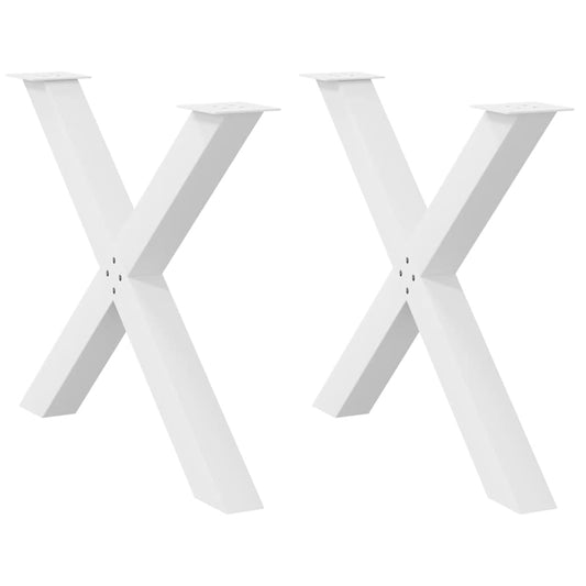 Gambe Tavolo Pranzo Forma X 2pz Bianco 90x(72-73)cm Acciaio