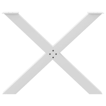 Gambe Tavolo Pranzo Forma X 2pz Bianco 90x(72-73)cm Acciaio