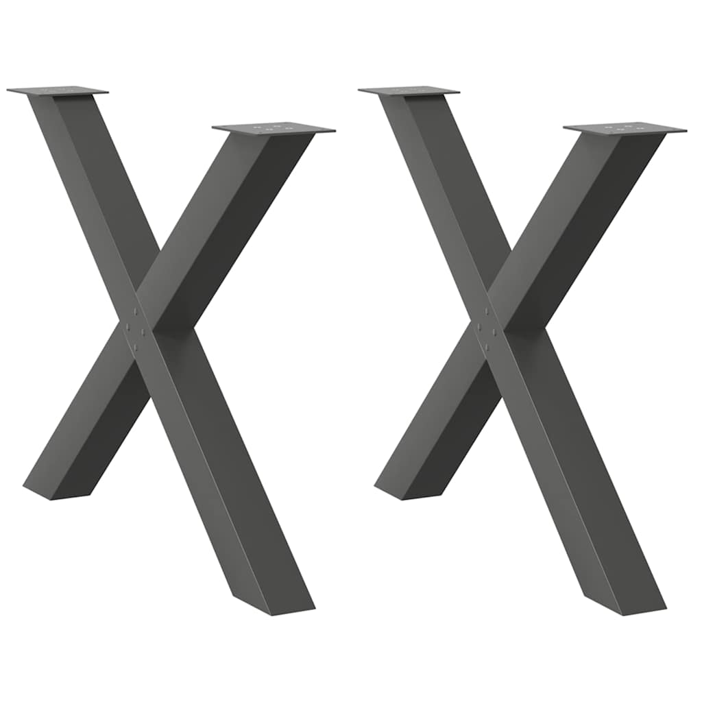 Gambe per tavolo da pranzo forma X 2 pz Antracite 90x(72-73) cm