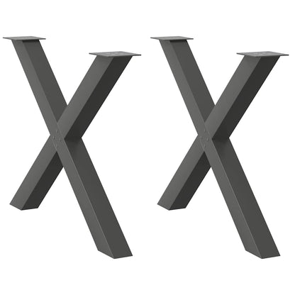 Gambe per tavolo da pranzo forma X 2 pz Antracite 90x(72-73) cm