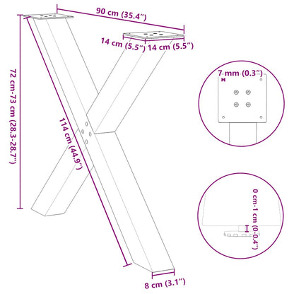 Gambe per tavolo da pranzo forma X 2 pz Antracite 90x(72-73) cm