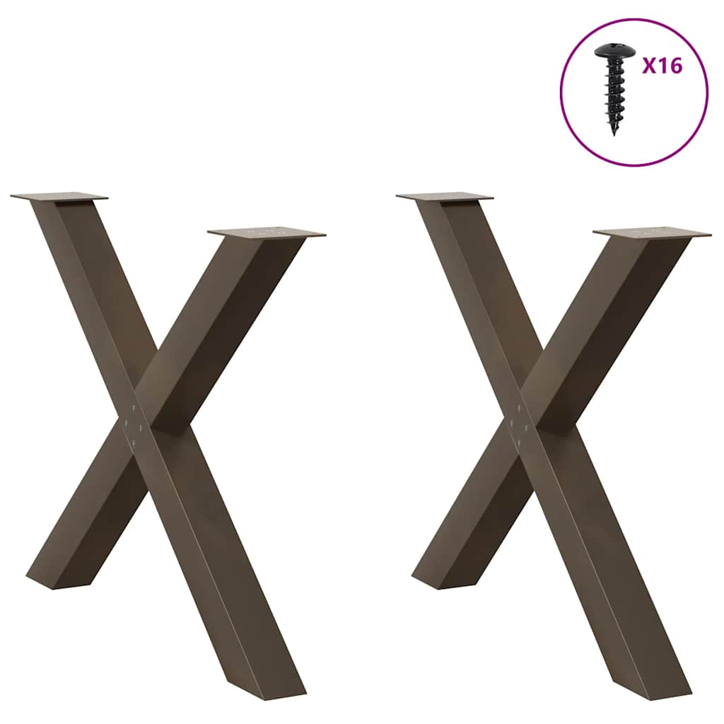 Gambe Tavolo Pranzo a X 2 pz Naturale 90x(72-73) cm Acciaio - homemem39