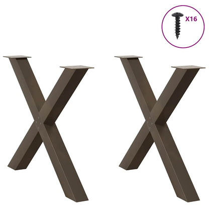 Gambe Tavolo Pranzo a X 2 pz Naturale 90x(72-73) cm Acciaio - homemem39