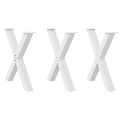 Gambe Tavolo Pranzo a X 3 pz Bianco 70x(72-73) cm Acciaio - homemem39