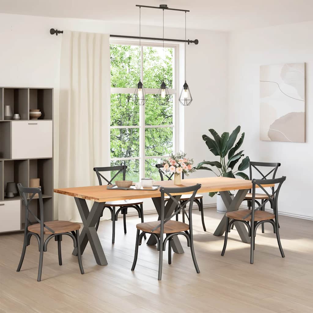 Gambe Tavolo Pranzo a X 3 pz Antracite 70x(72-73) cm Acciaio - homemem39