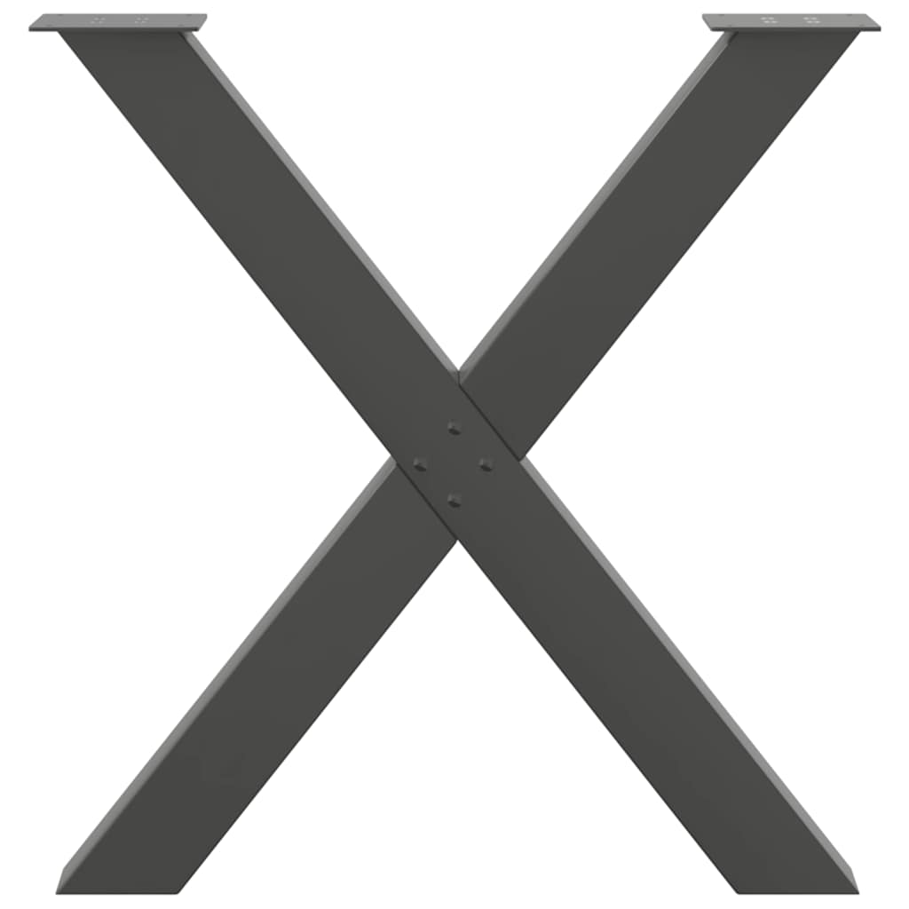 Gambe Tavolo Pranzo a X 3 pz Antracite 70x(72-73) cm Acciaio - homemem39