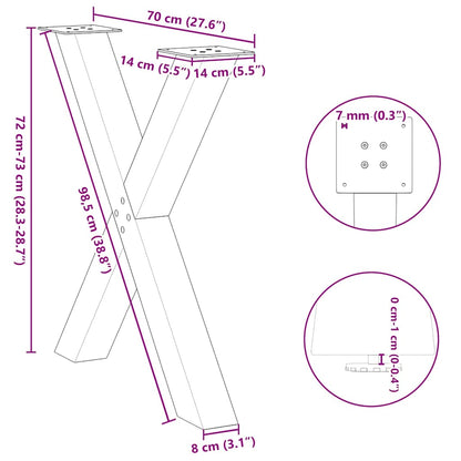 Gambe Tavolo Pranzo a X 3 pz Antracite 70x(72-73) cm Acciaio - homemem39