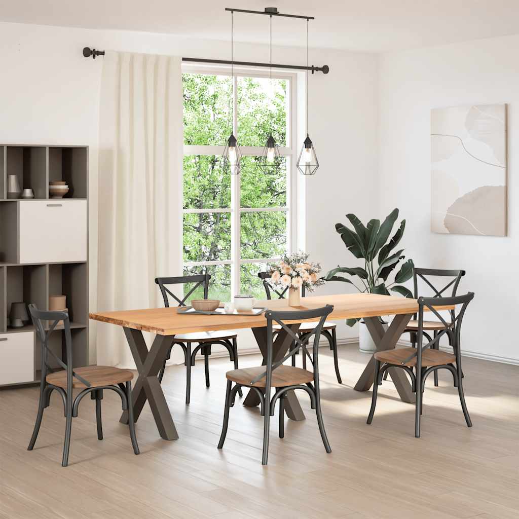 Gambe Tavolo Pranzo a X 3 pz Naturale 70x(72-73) cm Acciaio - homemem39
