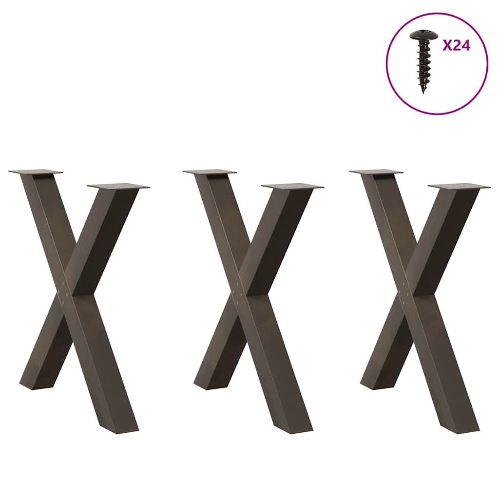 Gambe per tavolo da pranzo forma X 3 pz naturale 70x(72-73) cm