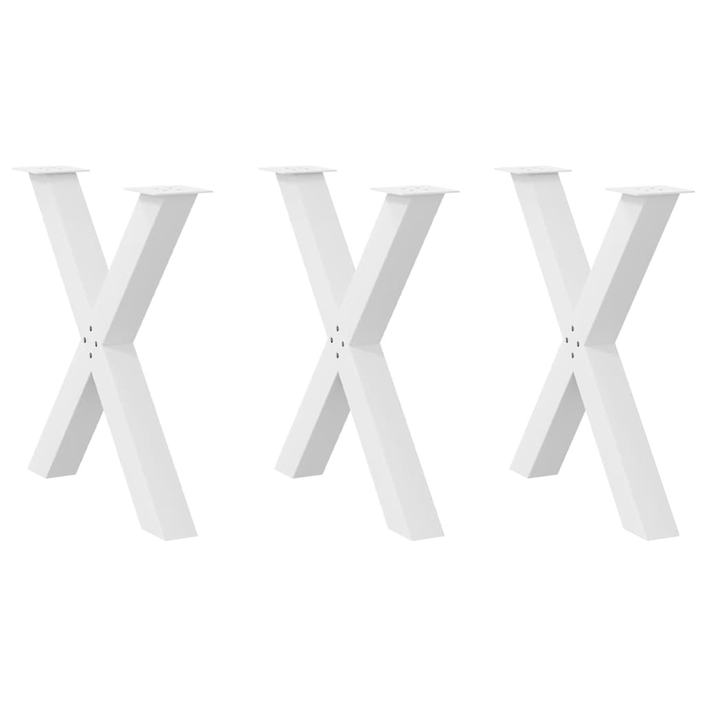 Gambe Tavolo Pranzo a X 3 pz Bianco 80x(72-73) cm Acciaio - homemem39