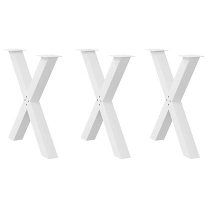 Gambe Tavolo Pranzo a X 3 pz Bianco 80x(72-73) cm Acciaio - homemem39