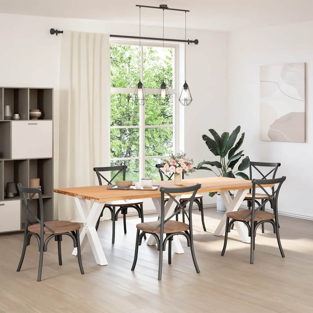 Gambe Tavolo Pranzo a X 3 pz Bianco 80x(72-73) cm Acciaio - homemem39