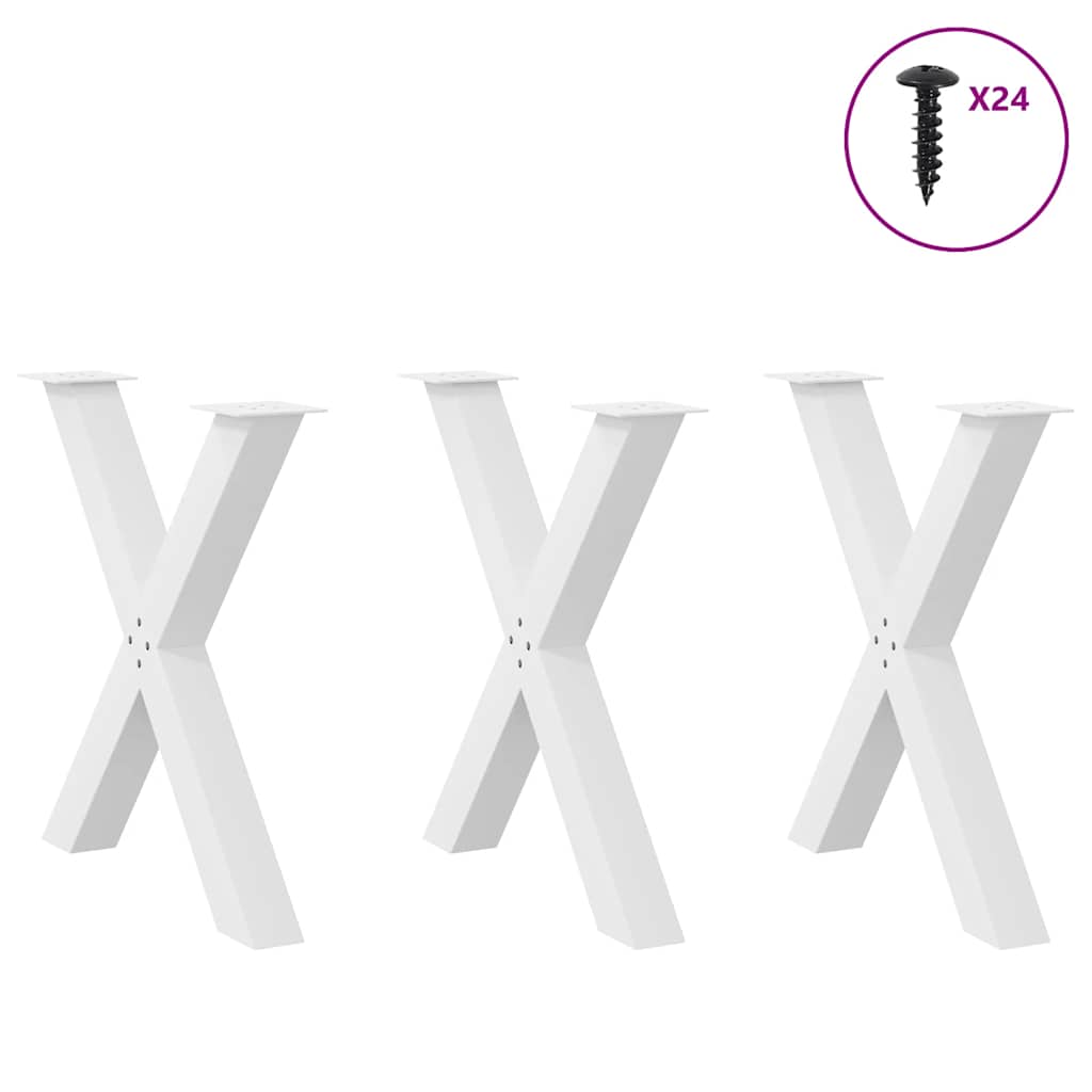 Gambe Tavolo Pranzo a X 3 pz Bianco 80x(72-73) cm Acciaio - homemem39