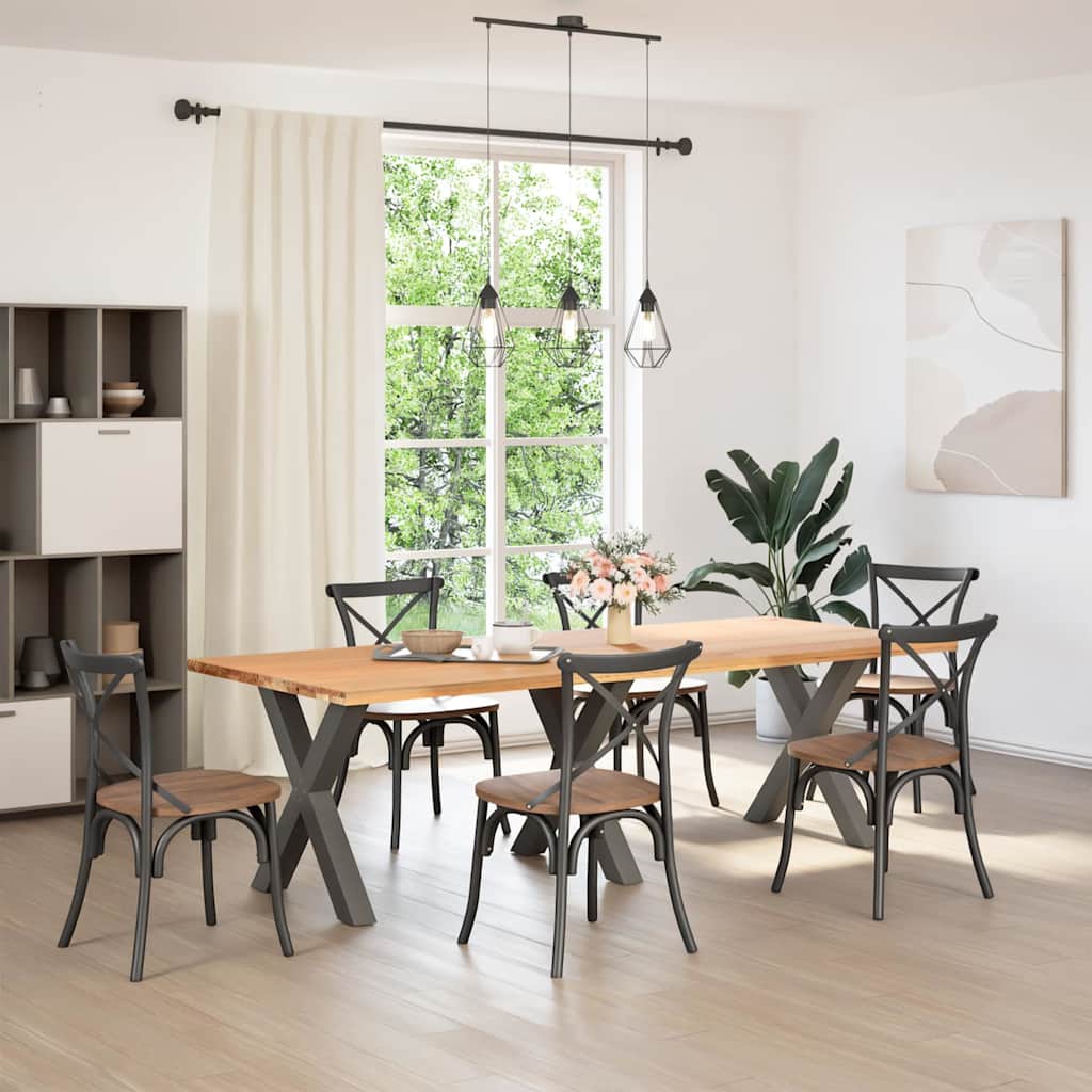 Gambe Tavolo Pranzo a X 3 pz Antracite 80x(72-73) cm Acciaio - homemem39