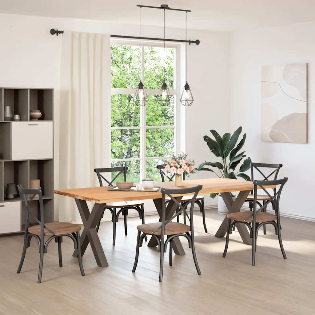 Gambe Tavolo Pranzo a X 3 pz Naturale 80x(72-73) cm Acciaio - homemem39