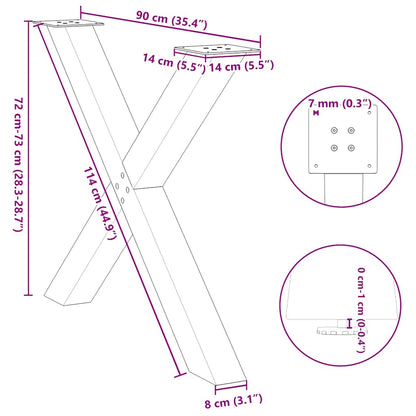 Gambe Tavolo Pranzo a Forma X 3 pz Nero 90x(72-73) cm Acciaio - homemem39