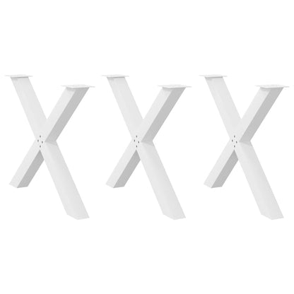 Gambe Tavolo Pranzo a X 3 pz Bianco 90x(72-73) cm Acciaio - homemem39