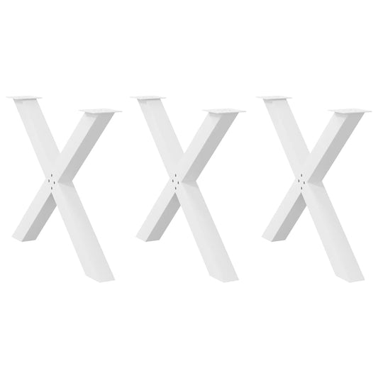 Gambe Tavolo Pranzo a X 3 pz Bianco 90x(72-73) cm Acciaio - homemem39