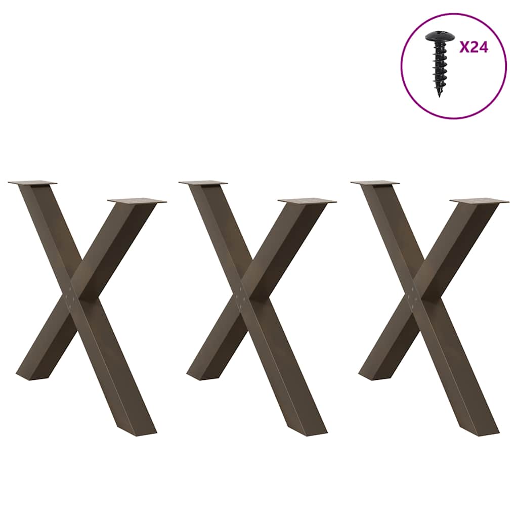 Gambe Tavolo Pranzo a X 3 pz Naturale 90x(72-73) cm Acciaio - homemem39