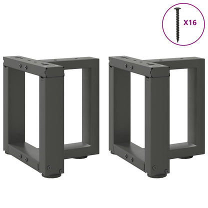 Gambe Tavolino da Caffè forma T 2 pz Antracite 30x25x(30-31) cm