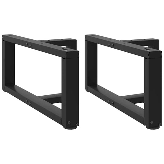 Gambe Tavolino da Caffè a T 2 pz Nero 60x25x(30-31) cm Acciaio