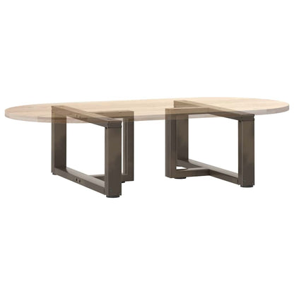 Gambe Tavolino Caffè a T 2 pz Naturale 70x25x(30-31) cm Acciaio