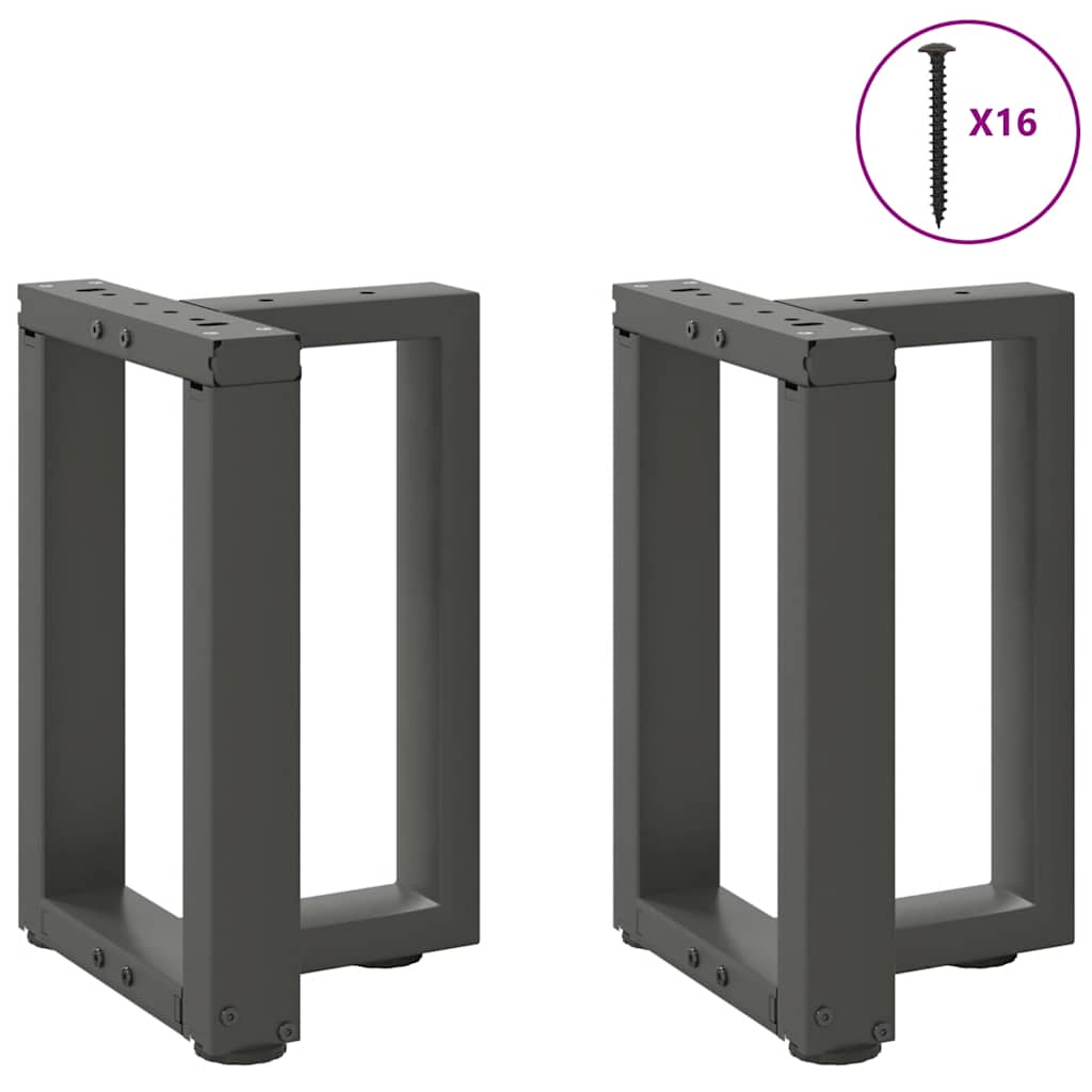 Gambe Tavolino Caffè a T 2 pz Antracite 38x25x(42-43)cm Acciaio - homemem39