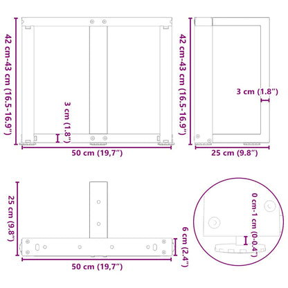 Gambe per Tavolino da Caffè a Forma di T 2 pz Nere 50x25x(42-43) cm Acciaio | homemem39