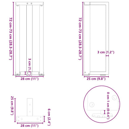 Gambe Tavolo Consolle a T 2 pz Bianco 25x28x(72-73) cm Acciaio - homemem39