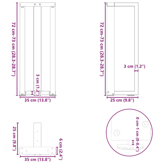 Gambe Tavolo Consolle a T 2 pz Bianco 38x25x(72-73) cm Acciaio - homemem39