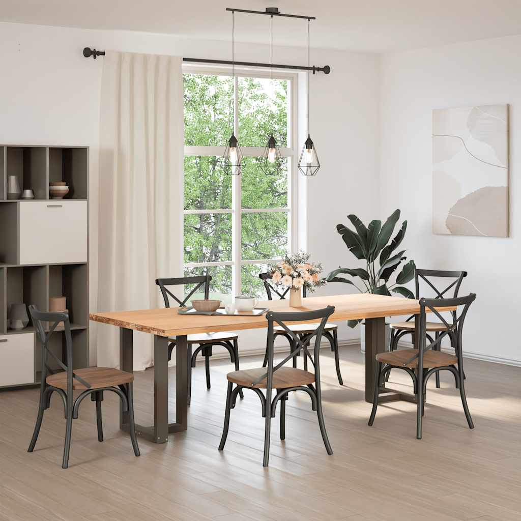 Gambe Tavolo Pranzo a T 2 pz Naturale 50x35x(72-73) cm Acciaio - homemem39