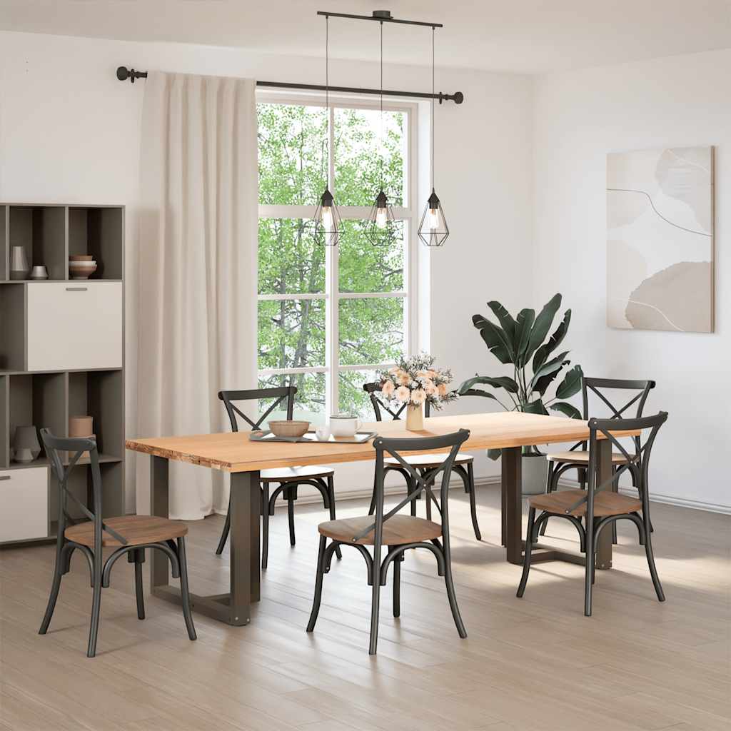 Gambe Tavolo Pranzo a T 2 pz Naturale 70x35x(72-73) cm Acciaio - homemem39