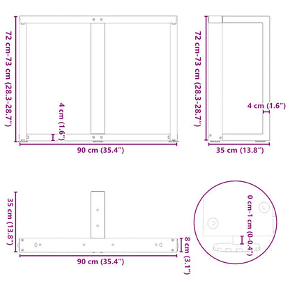 Gambe Tavolo Pranzo a Forma T 2pz Nero 90x35x(72-73)cm Acciaio - homemem39