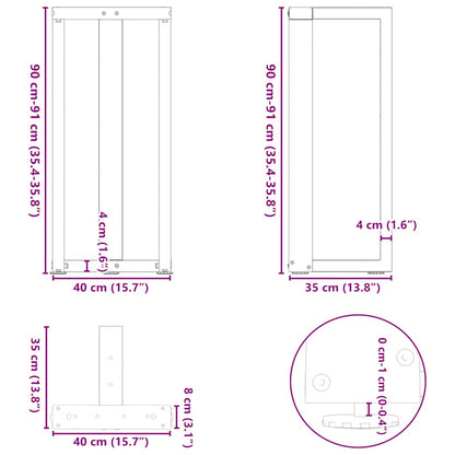 Gambe Tavolo Bar Forma T 2 pz Naturale 40x35x(90-91)cm Acciaio