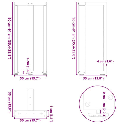 Gambe per tavolo da bar a forma di T 2 pz nere 50x35x(90-91) cm