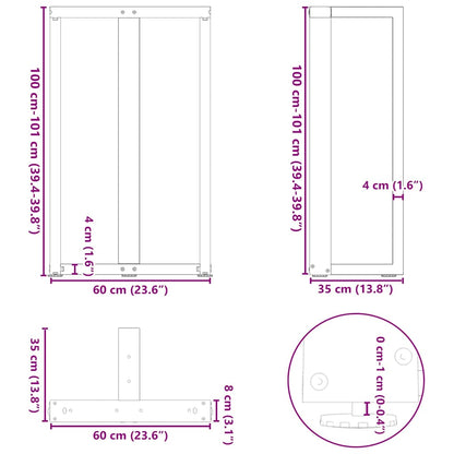 Gambe tavolo da bar forma T 2 pz Antracite 60x35x(100-101) cm