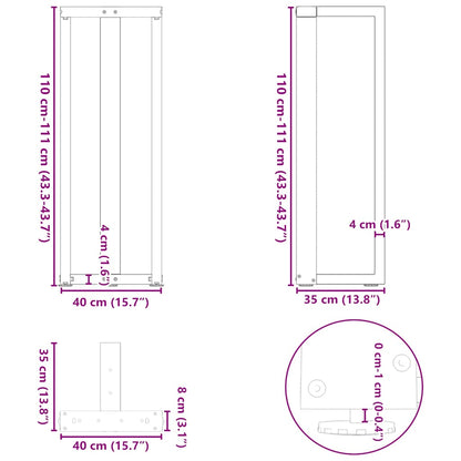 Gambe per tavolo da bar forma T 2 pz bianche 40x35x(110-111) cm
