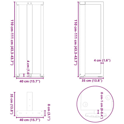Gambe Tavolo Bar a T 2 pz Naturale 40x35x(111-112) cm Acciaio - homemem39