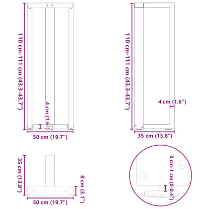 Gambe Tavolo Bar a Forma T 2pz bianco 50x35x(110-111)cm Acciaio - homemem39