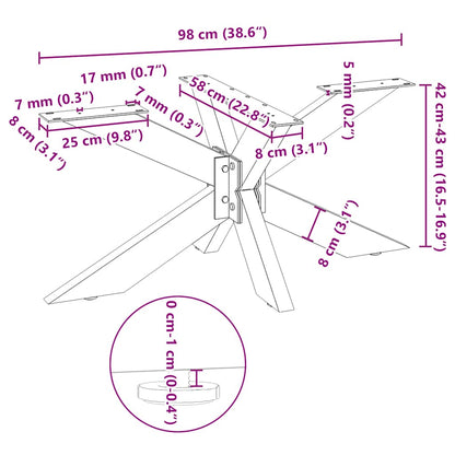 Gamba tavolino da caffè a forma di ragno nera 98x58x(42-43) cm