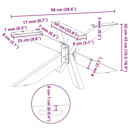 Gamba per tavolino da caffè a ragno antracite 98x58x(42-43) cm