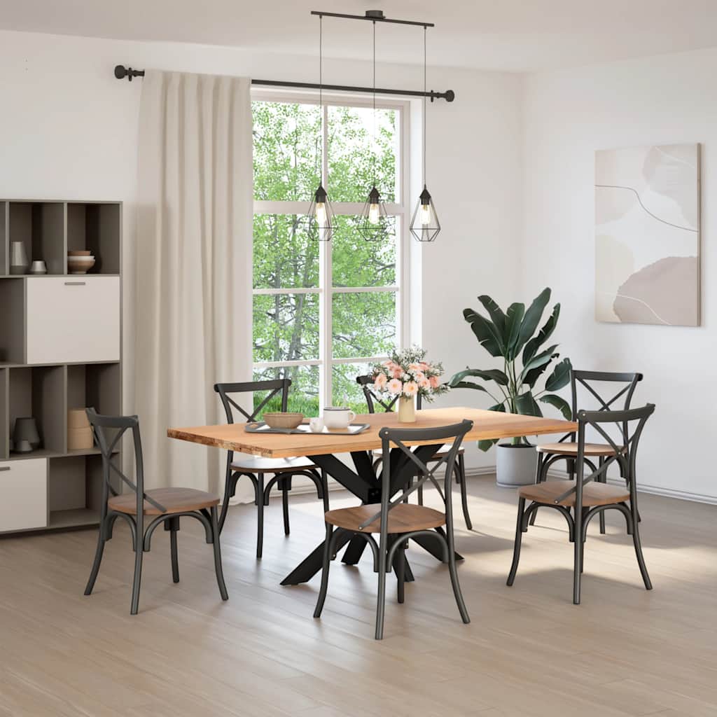 Tavolo da Pranzo con Gamba a Forma di Ragno Nero Acciaio - homemem39